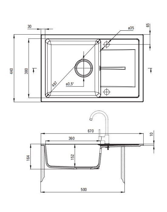 Deante granitinė virtuvinė plautuvė Deante Leda su maišytuvu ZRDP2113, Graphite+Nero kaina ir informacija | Virtuvinės plautuvės | pigu.lt