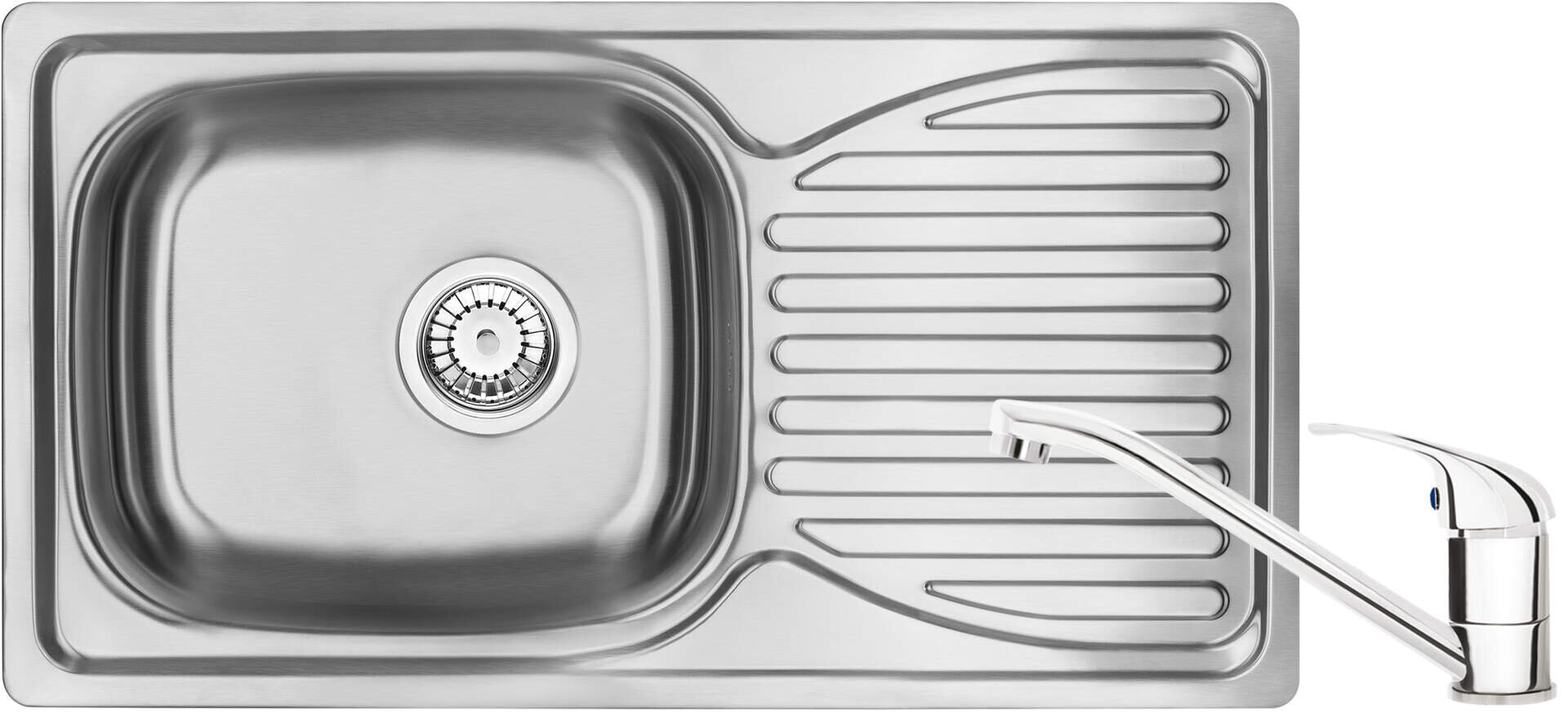 Virtuvinė plautuvė Deante Doppio su maišytuvu ZENA0113, Satin kaina ir informacija | Virtuvinės plautuvės | pigu.lt