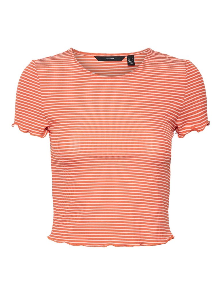 Moteriški marškinėliai Vero Moda 10262156*02, oranžinės/baltos spalvos 5715216511480 kaina ir informacija | Marškinėliai moterims | pigu.lt