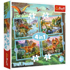 Puzzle 4in1 Unique dinosaurs kaina ir informacija | Dėlionės (puzzle) | pigu.lt