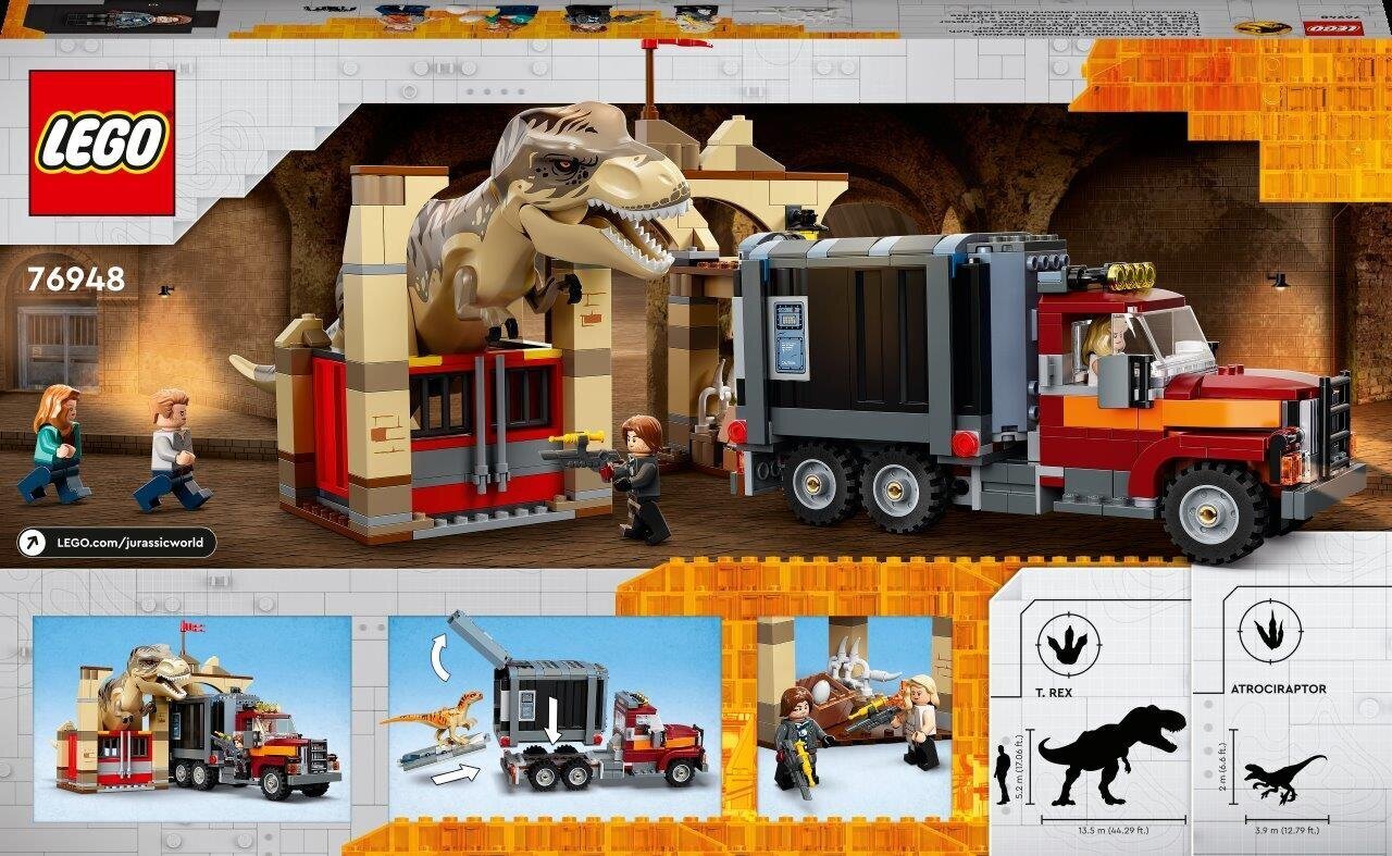 76948 LEGO® Jurassic World Dinozauro tiranozauro ir atrociraptoriaus pabėgimas kaina ir informacija | Konstruktoriai ir kaladėlės | pigu.lt