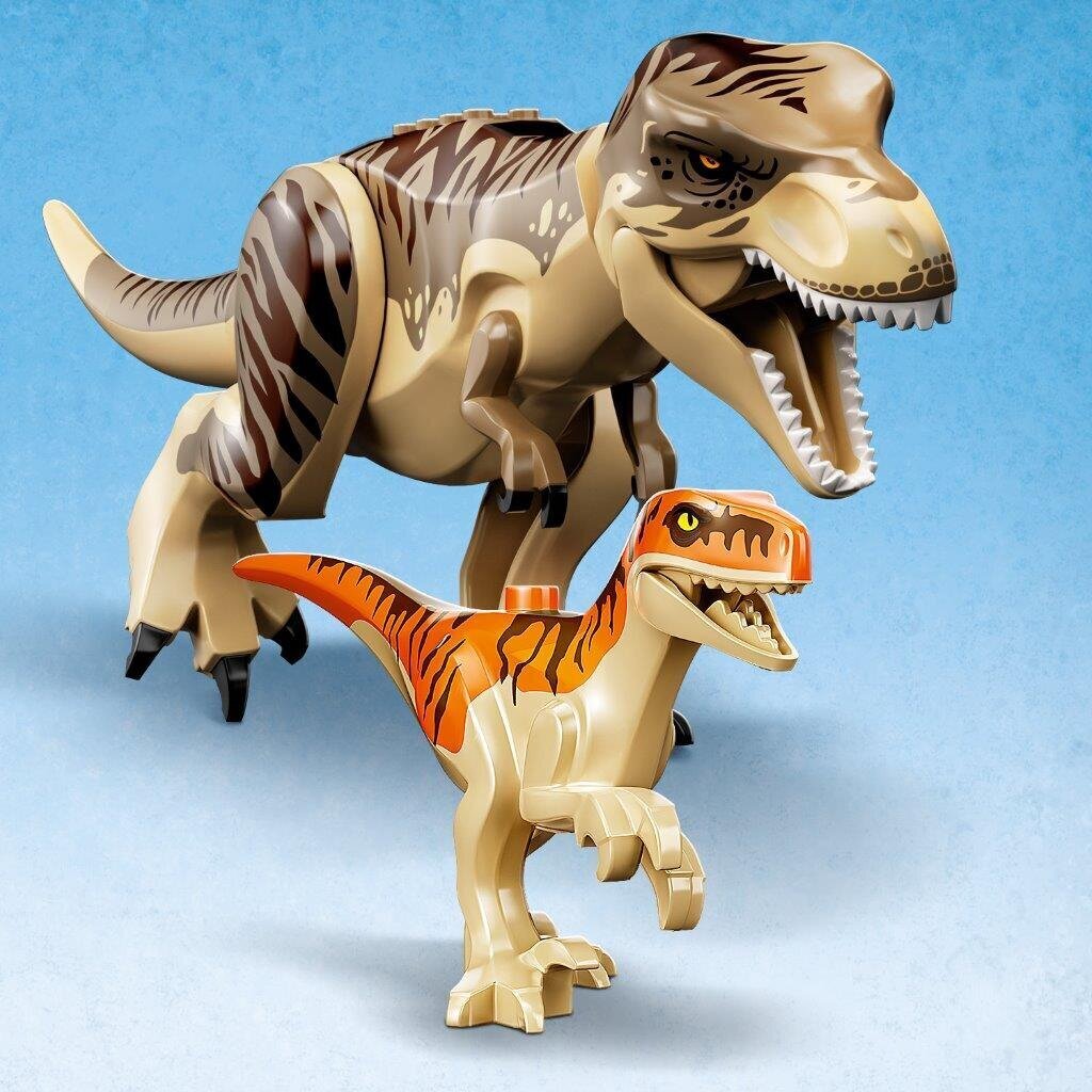 76948 LEGO® Jurassic World Dinozauro tiranozauro ir atrociraptoriaus pabėgimas kaina ir informacija | Konstruktoriai ir kaladėlės | pigu.lt