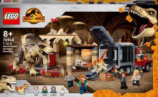 76948 LEGO® Jurassic World Dinozauro tiranozauro ir atrociraptoriaus pabėgimas kaina ir informacija | Konstruktoriai ir kaladėlės | pigu.lt