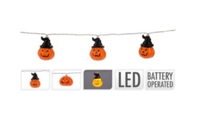 Helovino girlianda Pumpkin, 10 LED kaina ir informacija | Dekoracijos šventėms | pigu.lt