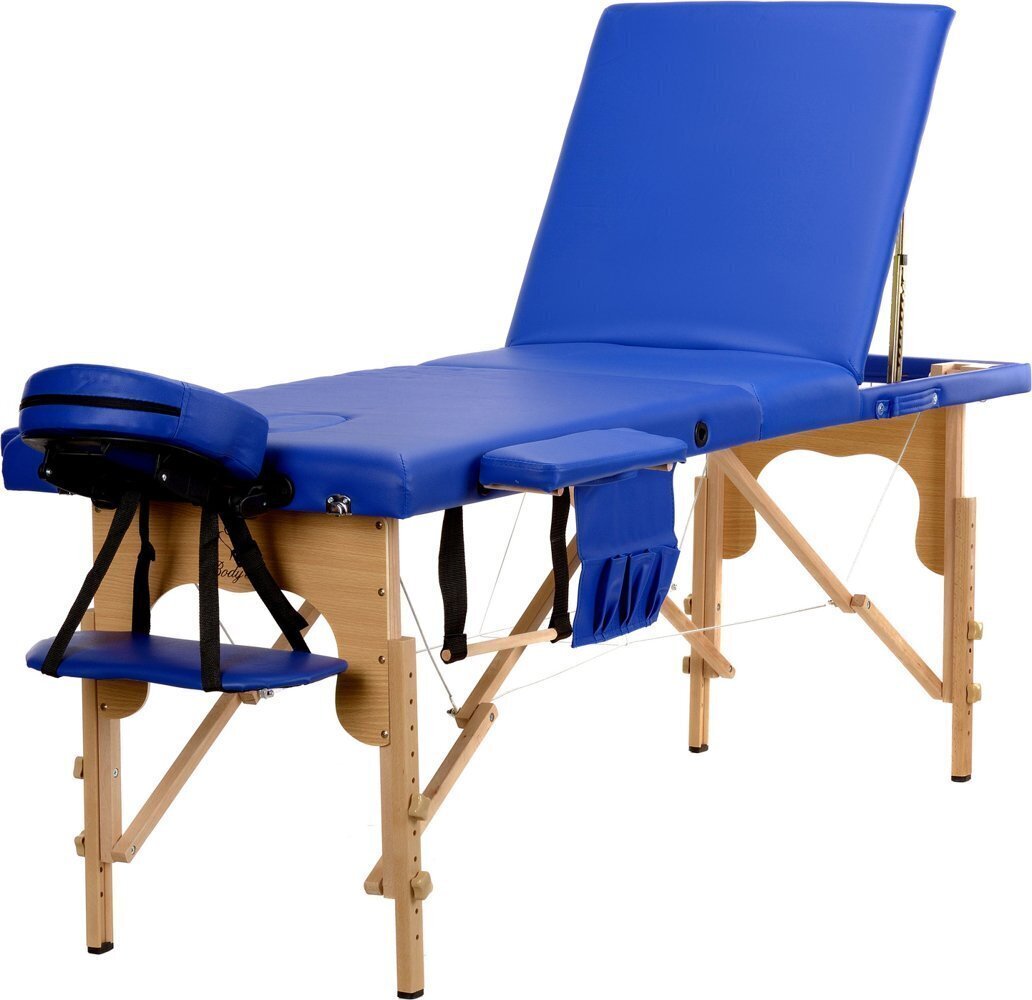 Sulankstomas masažinis stalas Bodyfit, mėlynas kaina ir informacija | Masažo reikmenys | pigu.lt