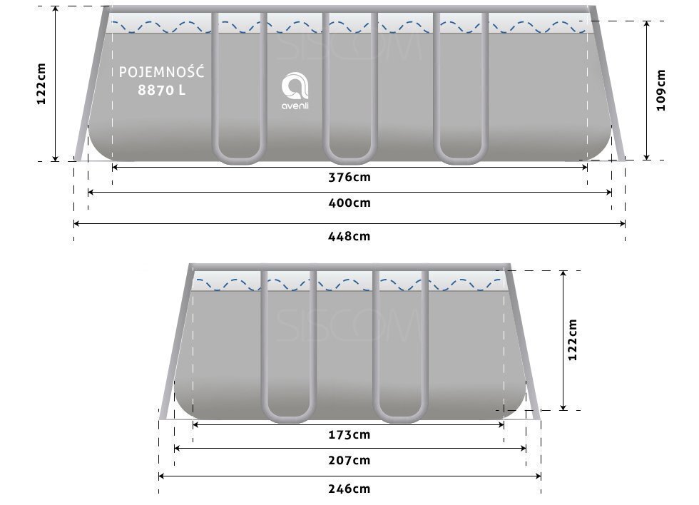 Sodo baseinas Avenli 400x207x122 cm kaina ir informacija | Baseinai | pigu.lt