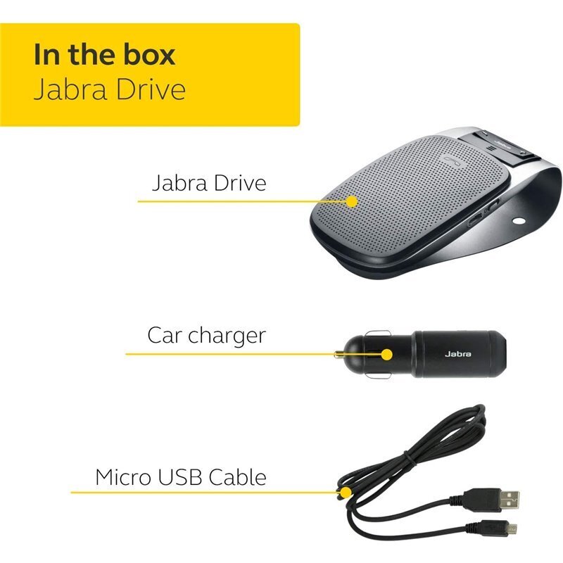 Jabra Drive Bluetooth Car Speakerphone Black kaina ir informacija | Laisvų rankų įranga | pigu.lt