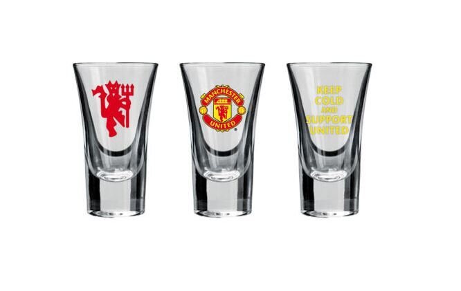 Stikliukai degtinei Manchester United Support United, 50 ml, 3 vnt. kaina ir informacija | Taurės, puodeliai, ąsočiai | pigu.lt