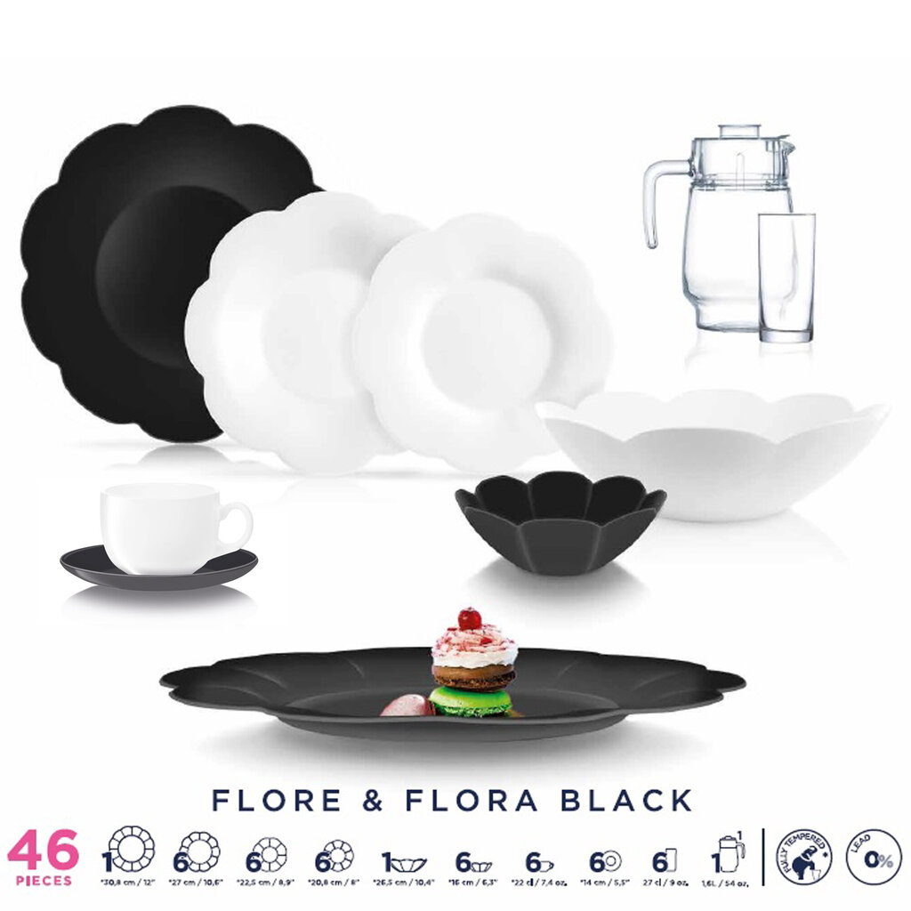 Luminarc pietų servizas Flore & Flora, 46 dalių kaina ir informacija | Indai, lėkštės, pietų servizai | pigu.lt