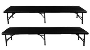Sulankstomas sodo stalas 180 cm + 2 suolai - juodi kaina ir informacija | Turistiniai baldai | pigu.lt