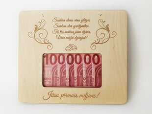 Medinis banknotų rėmas kaip vestuvių dovana „Milijonas“ kaina ir informacija | Kitos originalios dovanos | pigu.lt