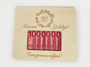 Деревянная поздравительная открытка для денег на юбилей “Миллион” цена и информация | Другие оригинальные подарки | pigu.lt