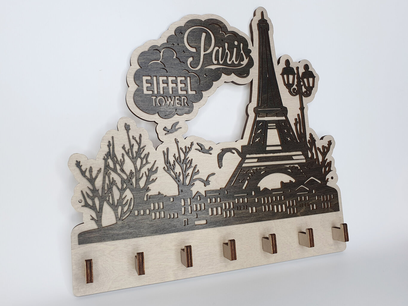 Medinis raktų laikiklis su vaizdu į Eifelio bokštą kaina ir informacija | Interjero detalės | pigu.lt