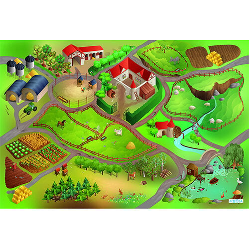 Kilimas Ultra Soft "Gyvulių ūkis" 100x150cm kaina ir informacija | Lavinamieji žaislai | pigu.lt