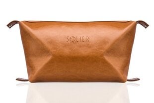 Elegantiška natūralios odos vyriška kosmetinė Solier Perth, šviesiai ruda kaina ir informacija | Kosmetinės, veidrodėliai | pigu.lt