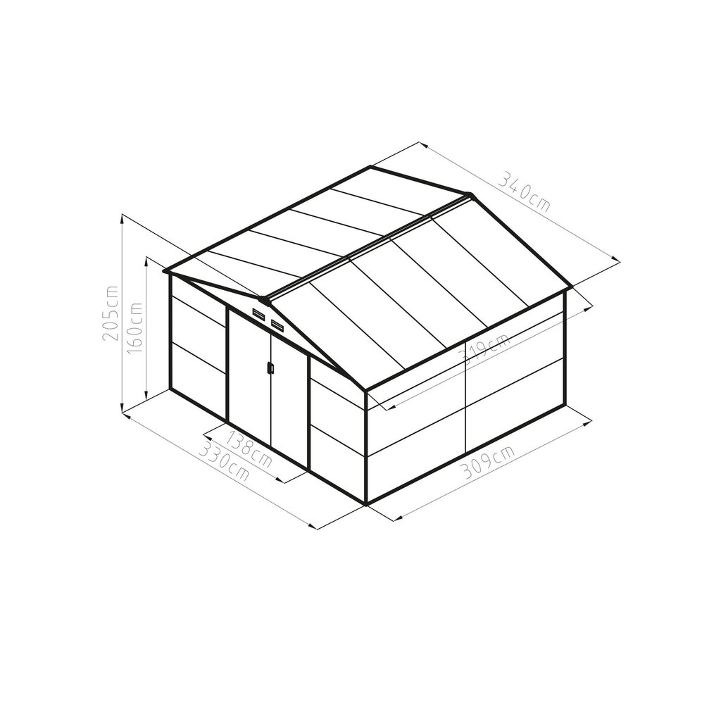 Sodo namelis G21 GAH 1085 - 340 x 319cm, plastikinis, žalias 63900578 kaina ir informacija | Sodo nameliai, malkinės, pastogės | pigu.lt