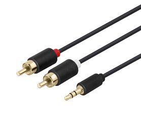 Deltaco, Aux 3.5 mm/RCA, 3 m kaina ir informacija | Kabeliai ir laidai | pigu.lt