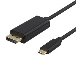 Deltaco USB-C į DisplayPort, 4K UHD, 2m, juodas / USBC-DP200-K / 00140015 kaina ir informacija | Kabeliai ir laidai | pigu.lt