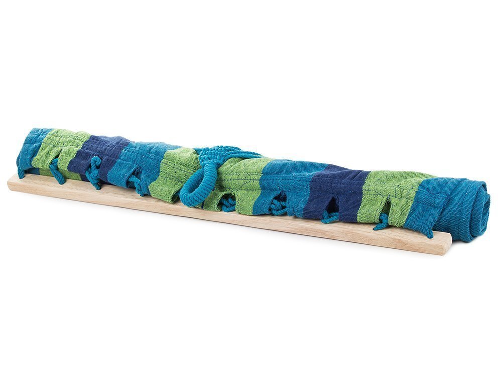 Spalvingas hamakas su rėmu 200x80 cm, mėlynas/žalias цена и информация | Hamakai | pigu.lt