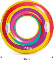 Plaukimo žiedas Intex, 91 cm, geltonai dryžuotas kaina ir informacija | Pripučiamos ir paplūdimio prekės | pigu.lt