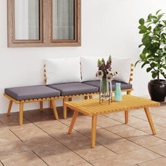 Sodo baldų komplektas su pagalvėmis, 4 dalių, rudas цена и информация | Комплекты уличной мебели | pigu.lt