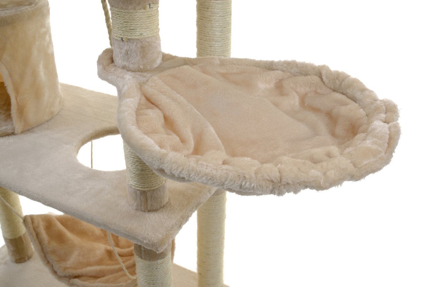 Kačių draskyklė su hamaku Funfit, 140 cm, smėlio spalvos kaina ir informacija | Draskyklės | pigu.lt