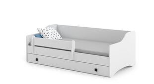 Детская кровать Eryk с матрасом и ящиком 164 см х 85 см х 60 см, черные ручки цена и информация | Детские кровати | pigu.lt