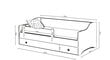 Vaikiška lova Eryk su čiužiniu ir stalčiumi 164 cm x 85 cm x 60 cm, juodos rankenėlės kaina ir informacija | Vaikiškos lovos | pigu.lt