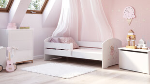 Vaikiška lova Luk su čiužiniu ir barjerine apsauga 144 cm x 77 cm x 56 cm, princesė su sparnais kaina ir informacija | Vaikiškos lovos | pigu.lt