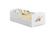 Vaikiška lova Luk su stalčiumi, čiužiniu ir barjerine apsauga 164 cm x 85 cm x 63 cm, ekskavatorius kaina ir informacija | Vaikiškos lovos | pigu.lt