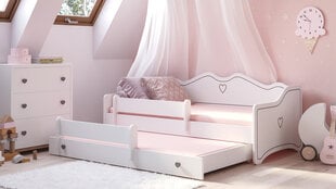Детская двуспальная кровать Emma с матрасом и защитным барьером 164x85x70 / 160x80x15см цена и информация | Детские кровати | pigu.lt