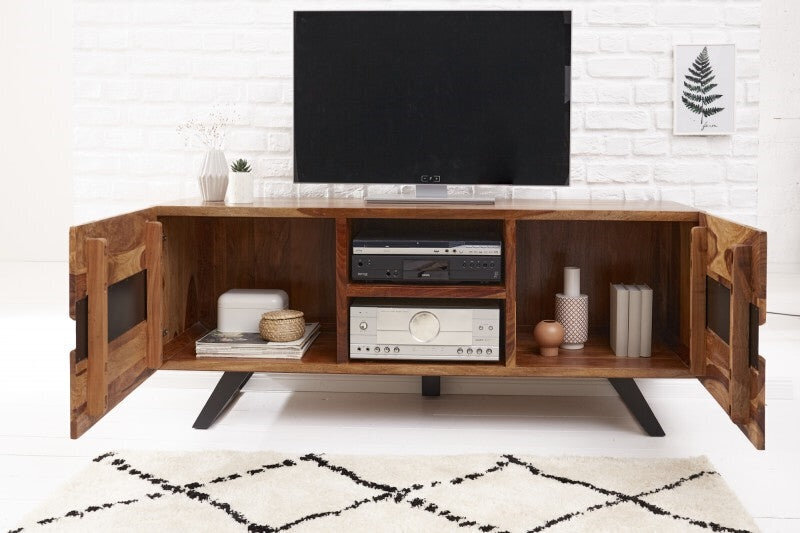 TV staliukas-spintelė Invicta Amazonas, 160 cm šešamas, mediena, metalas цена и информация | TV staliukai | pigu.lt