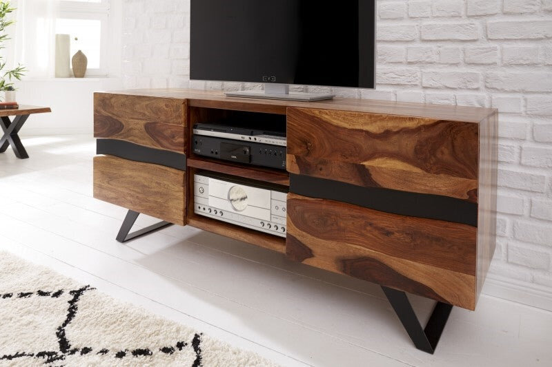 TV staliukas-spintelė Invicta Amazonas, 160 cm šešamas, mediena, metalas kaina ir informacija | TV staliukai | pigu.lt