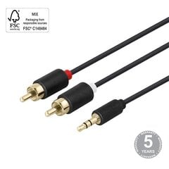 Deltaco, Aux 3.5 mm/RCA, 2 m kaina ir informacija | Kabeliai ir laidai | pigu.lt