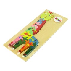 Medinė skaičių dėlionė - žirafa цена и информация | Развивающие игрушки | pigu.lt
