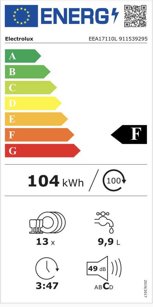 Indaplovė Electrolux EEA17110L kaina ir informacija | Indaplovės | pigu.lt