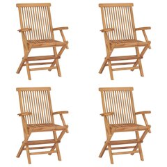 vidaXL Sulankstomos sodo kėdės, 4vnt., tikmedžio medienos masyvas kaina ir informacija | Lauko kėdės, foteliai, pufai | pigu.lt
