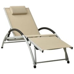 310530 vidaXL Sun Lounger with Pillow Textilene Cream цена и информация | Лежаки | pigu.lt