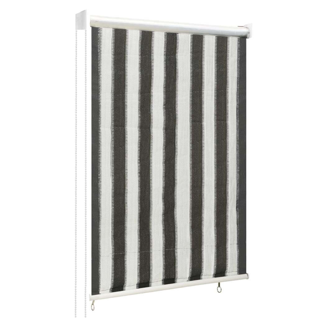 312680 vidaXL Outdoor Roller Blind 80x140 cm Anthracite and White Stripe kaina ir informacija | Žaliuzės | pigu.lt