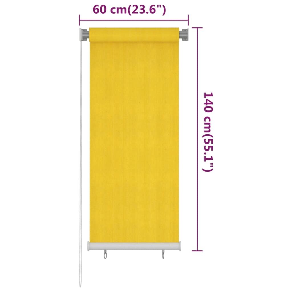 vidaXL Lauko roletas, geltonos spalvos, 60x140cm, HDPE kaina ir informacija | Žaliuzės | pigu.lt