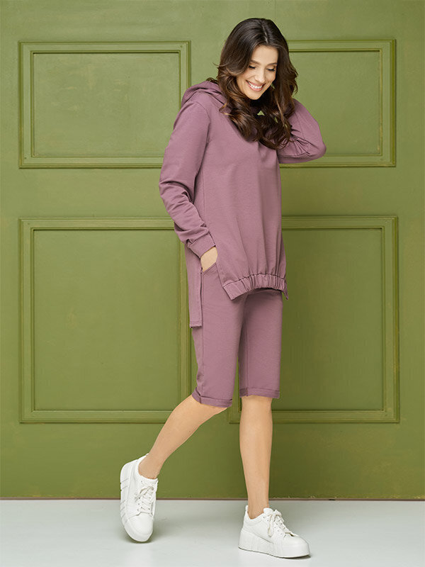 Medvilninis džemperis su gobtuvu Lega MK86, rožinis kaina ir informacija | Džemperiai moterims | pigu.lt