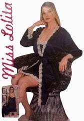 Naktinių ir chalato komplektas moterims Miss Lolita, mėlynas kaina ir informacija | Naktiniai, pižamos moterims | pigu.lt