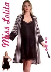 Комплект из ночной рубашки и пеньюара MISS LOLITA,  Чёрный  цена и информация | Женские пижамы, ночнушки | pigu.lt