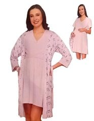 Комплект из рубашки и халата COTPARK, Розовый цена и информация | Женские пижамы, ночнушки | pigu.lt