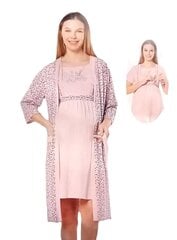 Комплект из рубашки и халата COTPARK,  Розовый  цена и информация | Женские пижамы, ночнушки | pigu.lt