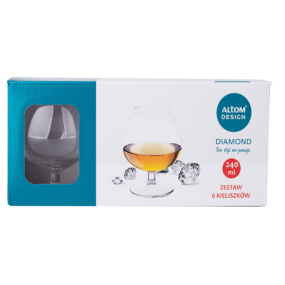 Diamond taurės konjakui, 240 ML, 6 vnt. цена и информация | Taurės, puodeliai, ąsočiai | pigu.lt