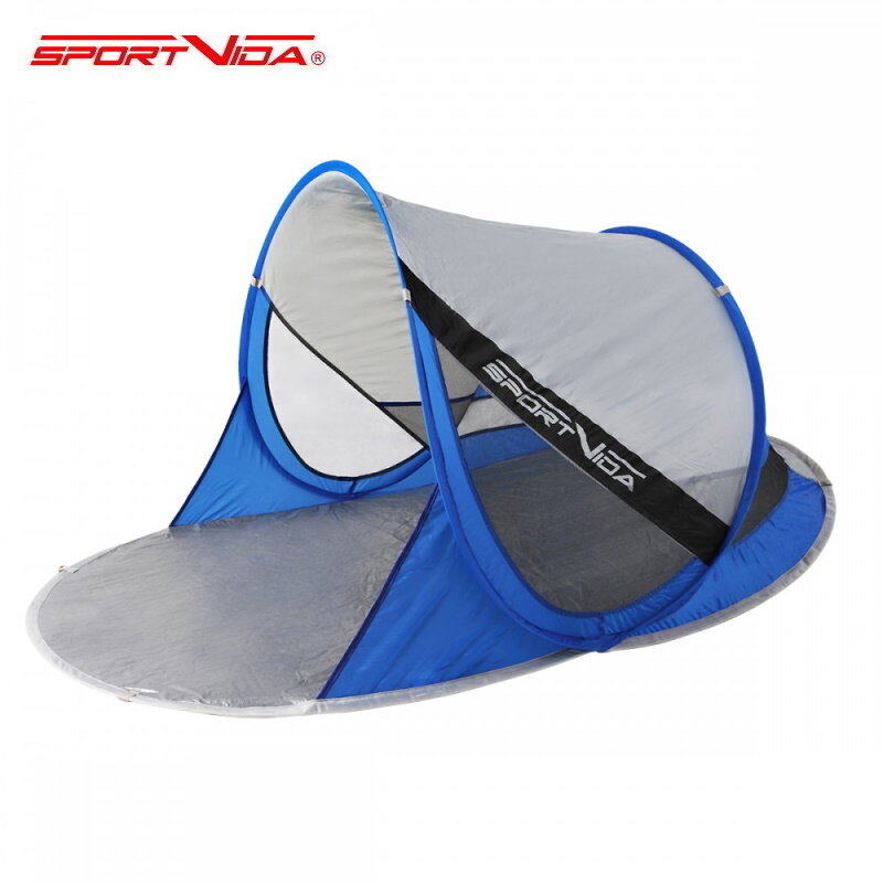 Sportvida Beach and Camping Tent - Canopy that protects from the Sun and Wind (1.9m x 1.2m) with bag Gray/Blue kaina ir informacija | Palapinės | pigu.lt