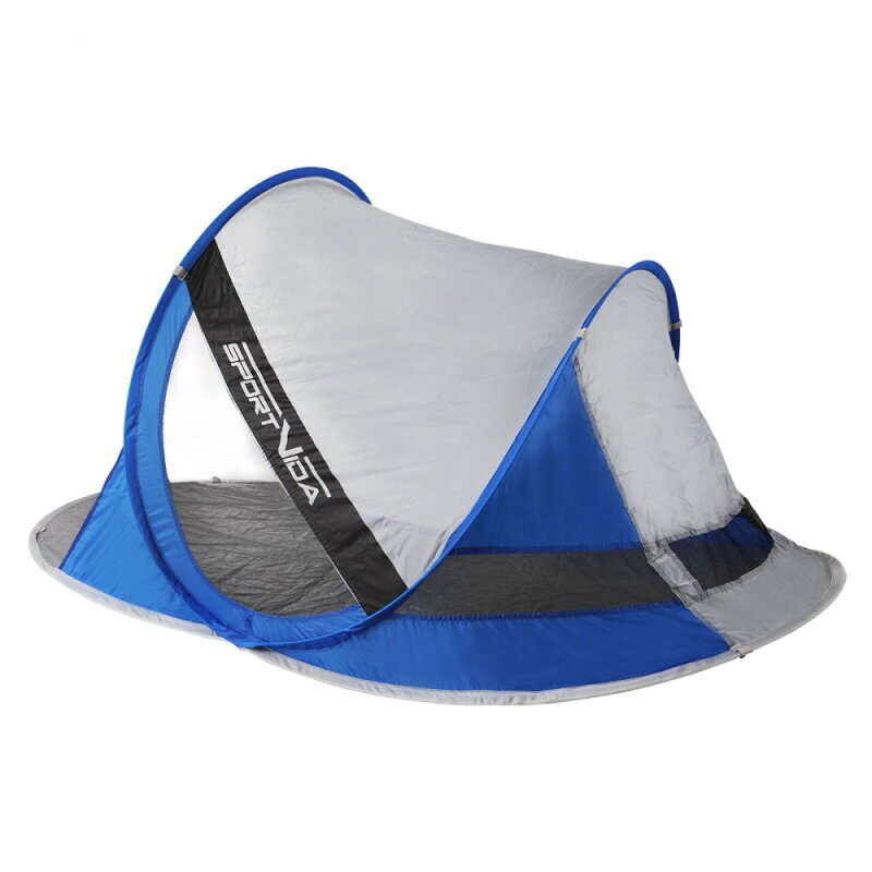 Sportvida Beach and Camping Tent - Canopy that protects from the Sun and Wind (1.9m x 1.2m) with bag Gray/Blue kaina ir informacija | Palapinės | pigu.lt