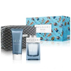 Набор Bvlgari Man Glacial Essence Gift Set для мужчин: парфюмированная вода EDP, 100 мл + бальзам после бритья, 100 мл + косметичка цена и информация | Мужские духи | pigu.lt