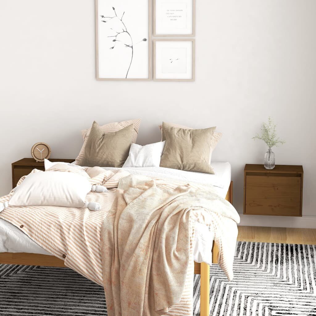 Sieninės spintelės, 2 vnt, 45x30x35 cm, rudos kaina ir informacija | Spintelės prie lovos | pigu.lt